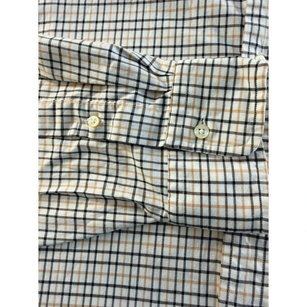 Polo Ralph Lauren Mens XL Classic Fit Tattersall Check Button Down Shirt Tan